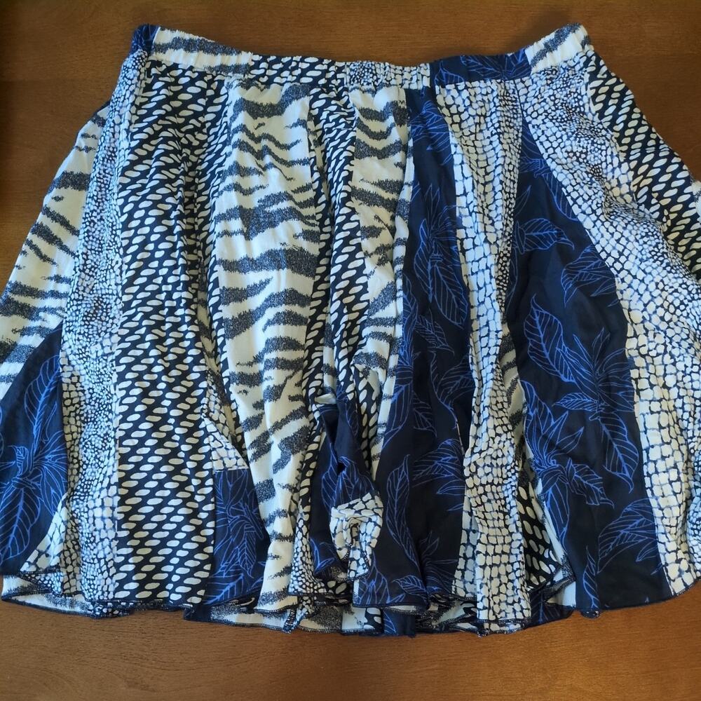 Banana Republic Patchwork Mini Skirt Women’s S Pleated Cotton Preppy Boho